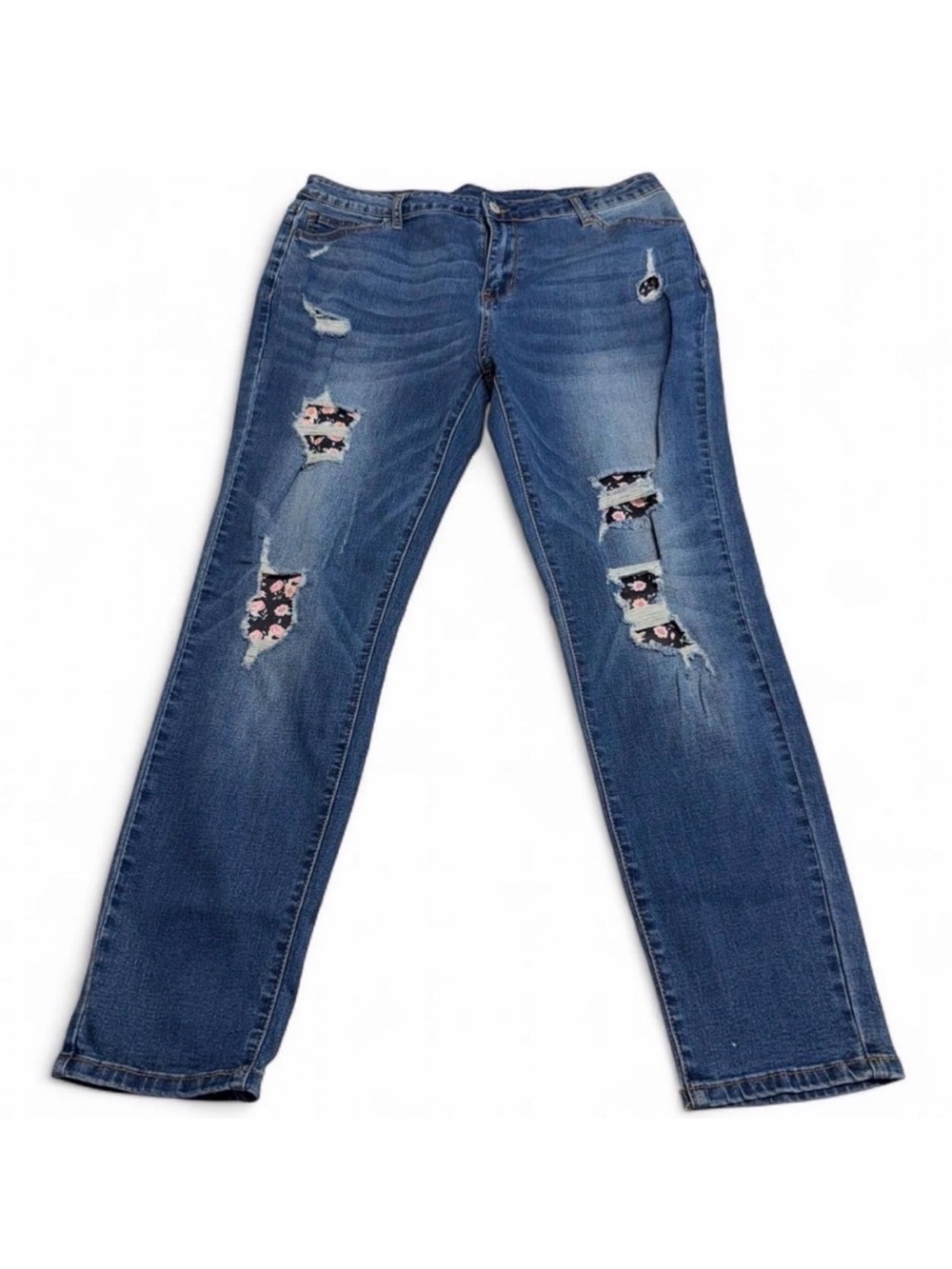 3/$20 Distressed Floral Patch Denim Skinny Jeans Women’s XL Casual Spring Beach